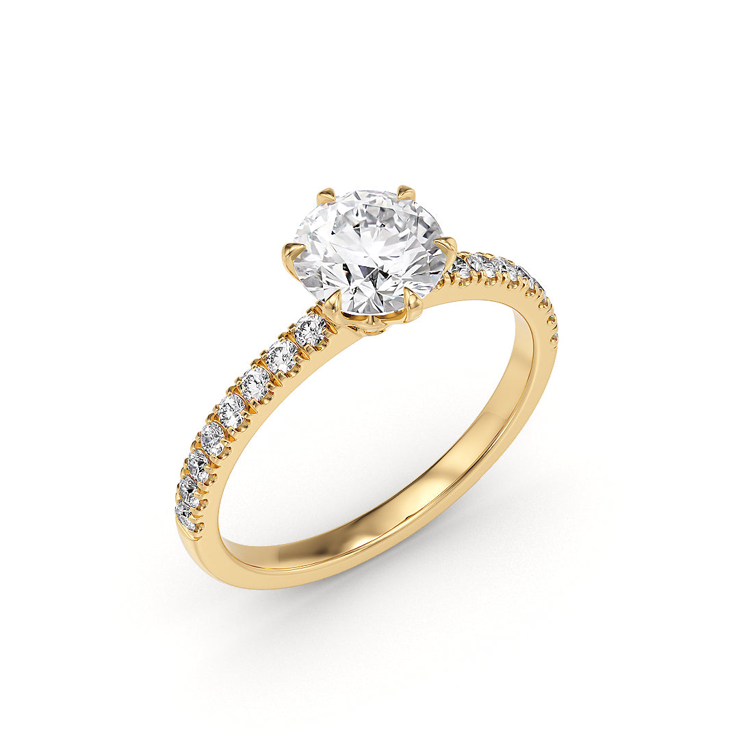Gelbgold Positano Verlobungsring mit Labordiamant, 0,50 Karat, IGI-Zertifikat, von stellini-ch, eleganter Ehering mit zentralem Diamanten