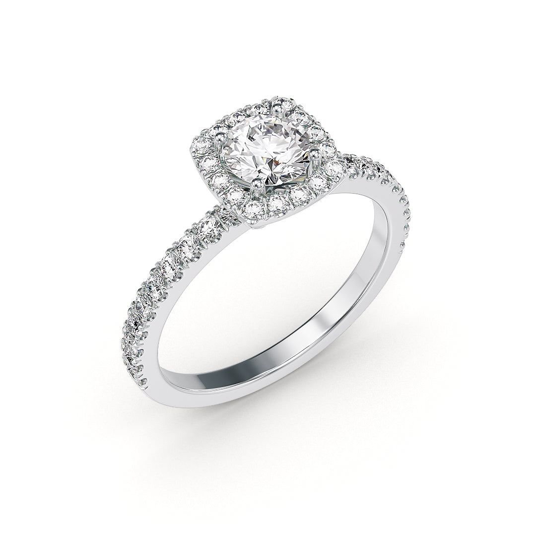 Weißgoldener Isabella Verlobungsring von stellini-ch mit Labordiamant 0,85 Karat und IGI-Zertifikat, elegantes Schmuckstück.
