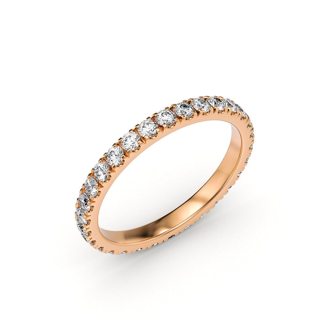 Eternity Ring aus Roségold mit 2,10 mm Breite und Diamanten von Stellini Diamonds, mit IGI-Zertifikat, elegant und funkelnd.
