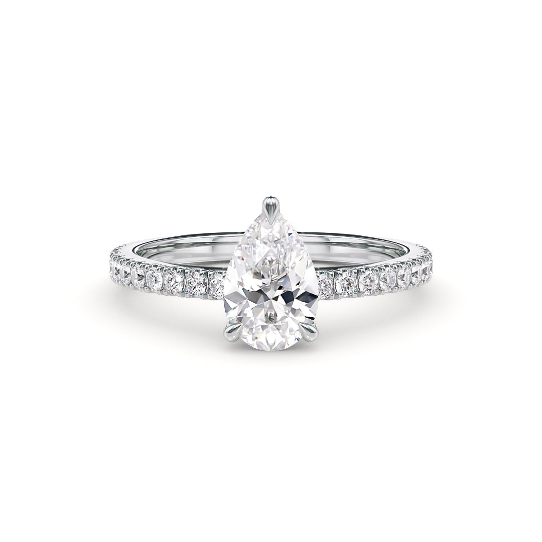 Estelle Verlobungsring aus Weißgold mit 1,00 Karat Labordiamant und IGI-Zertifikat von Stellini Diamonds, detailreiche Schmuckaufnahme