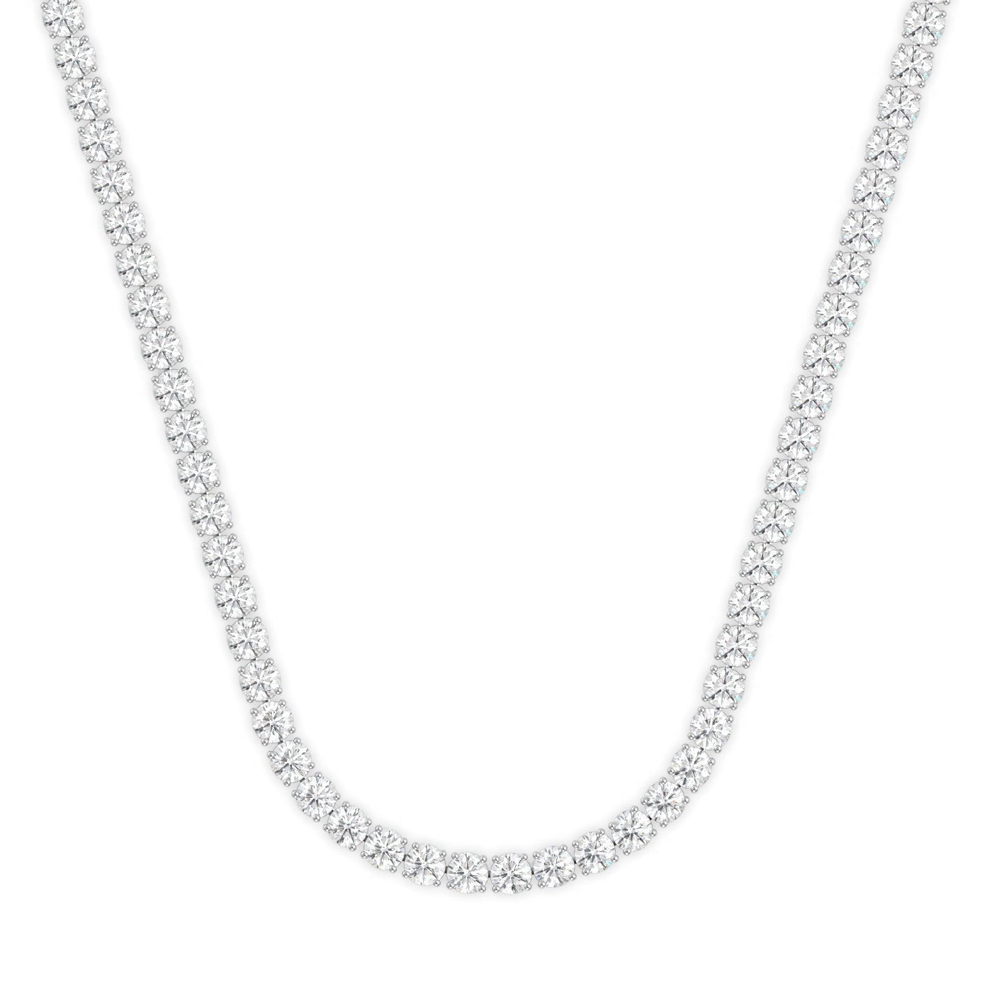 Weiße Gold Tennis Halskette von Stellini Diamonds, 2,5 mm breit, 16 Zoll (40 cm), elegantes Schmuckstück aus 14k Weißgold