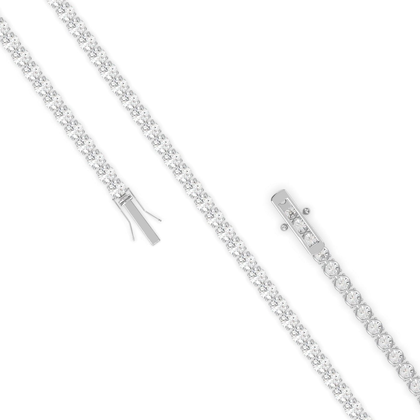 Weißgold Tennis Halskette von Stellini Diamonds, 2,5 mm breit, 16 Zoll (40 cm), elegante Kette aus 14 Karat Weißgold.
