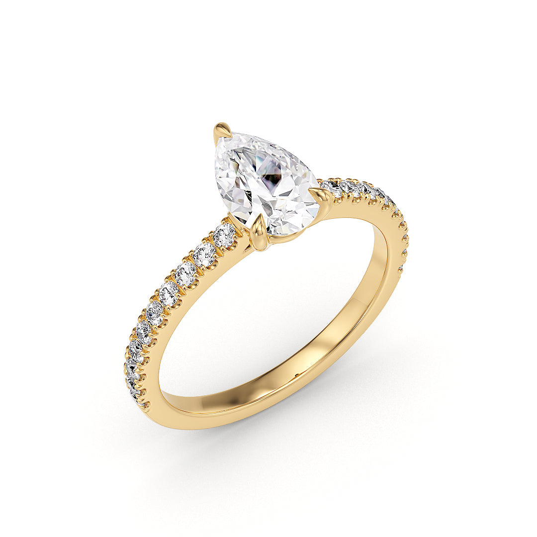 Estelle Verlobungsring aus Gelbgold mit 1,00 Karat Labordiamant von Stellini Diamonds, IGI-Zertifikat, elegante Schmuckkreation