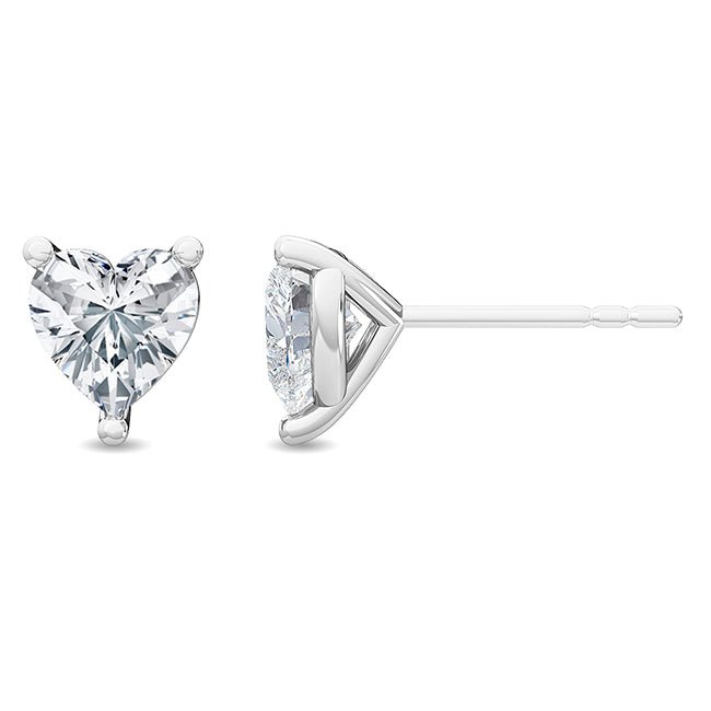 Herz-Diamant-Ohrringe von Stellini Diamonds mit funkelnden Diamanten und eleganter Herzform, silberfarbener Ohrschmuck.