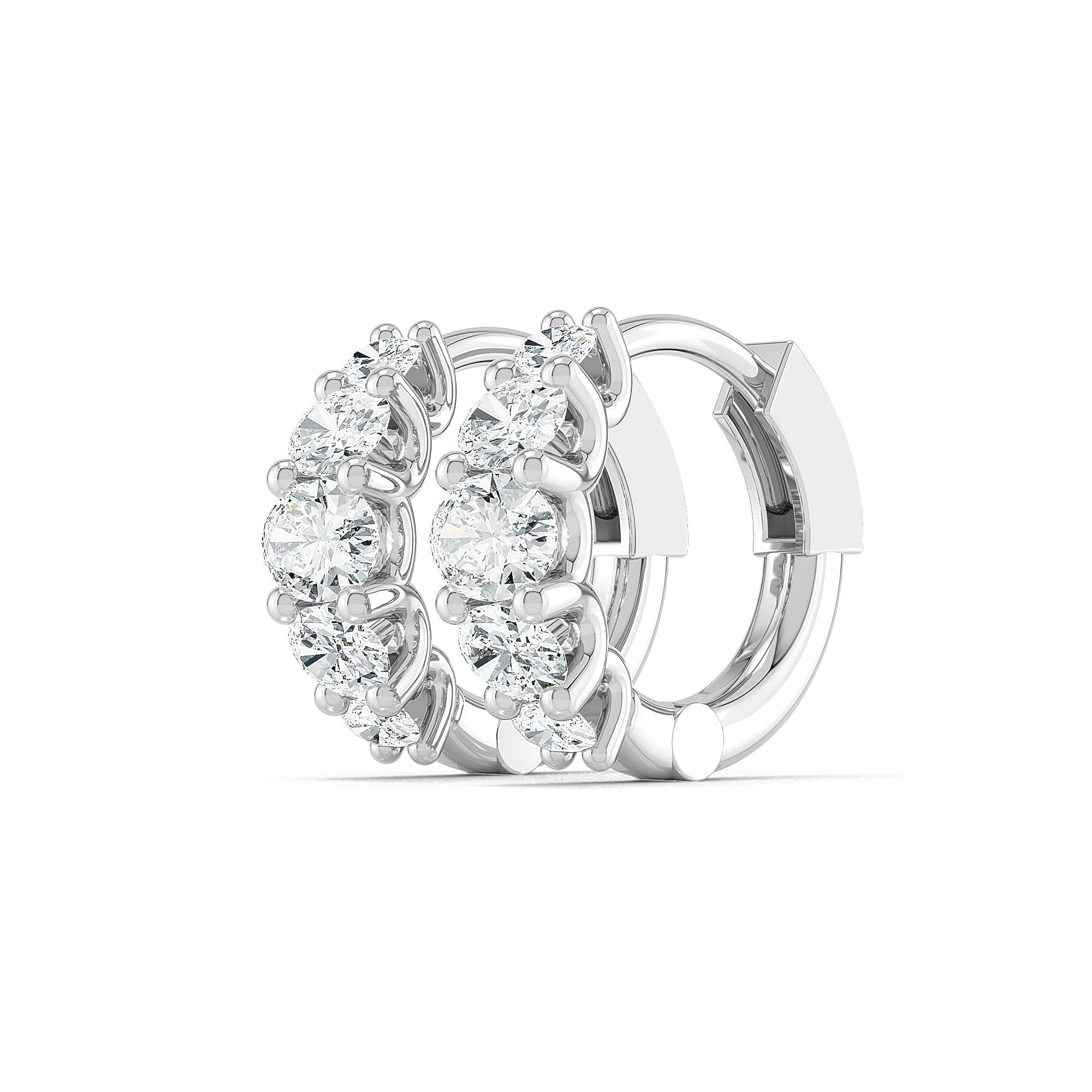 Oval diamant-Ohrringe in Weißgold von Stellini Diamonds, elegante kreisförmige Huggie-Ohrringe mit Diamantenbesatz