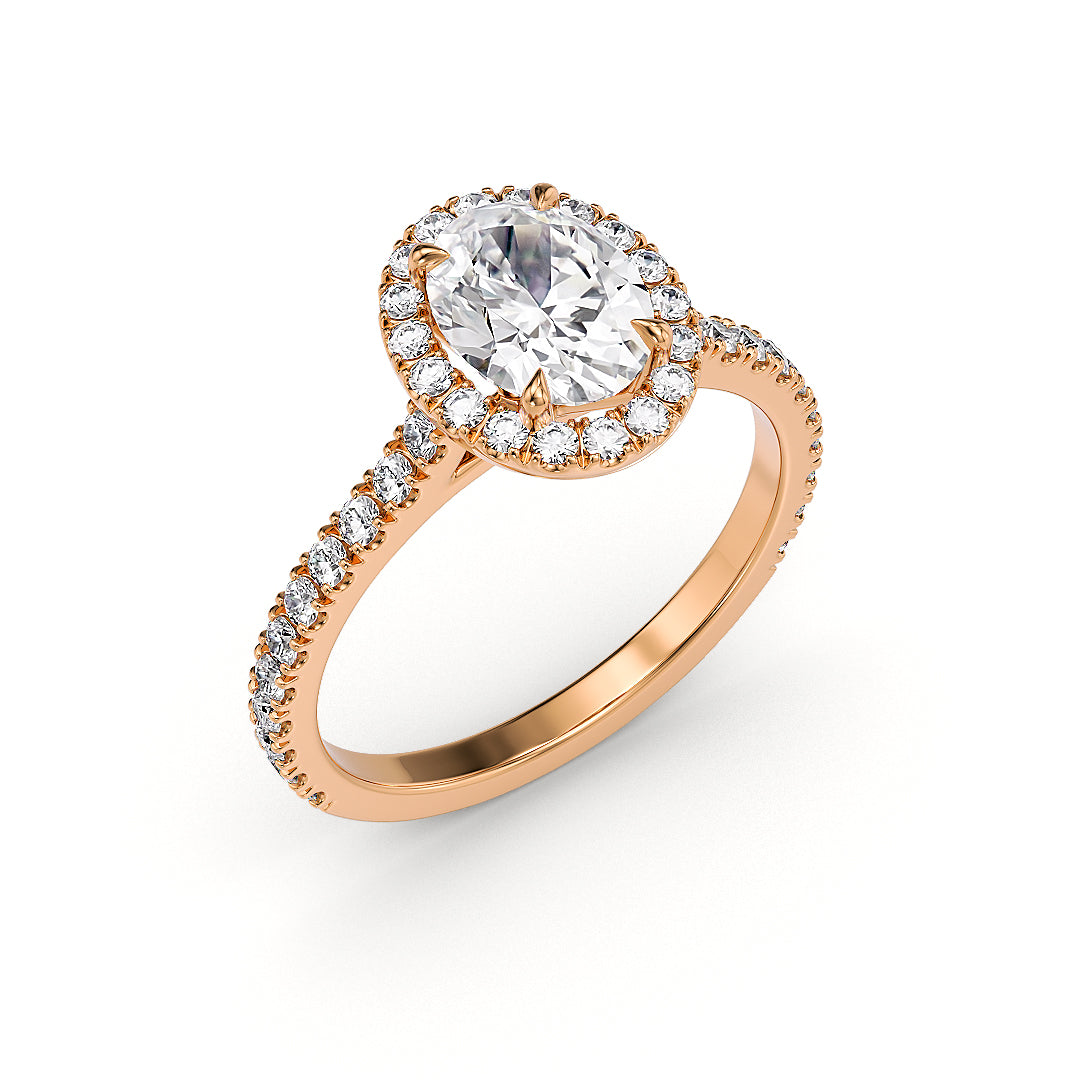 Ava Verlobungsring von Stellini Diamonds mit roségoldenem Design und 1,40 Karat Labordiamant mit IGI-Zertifikat.