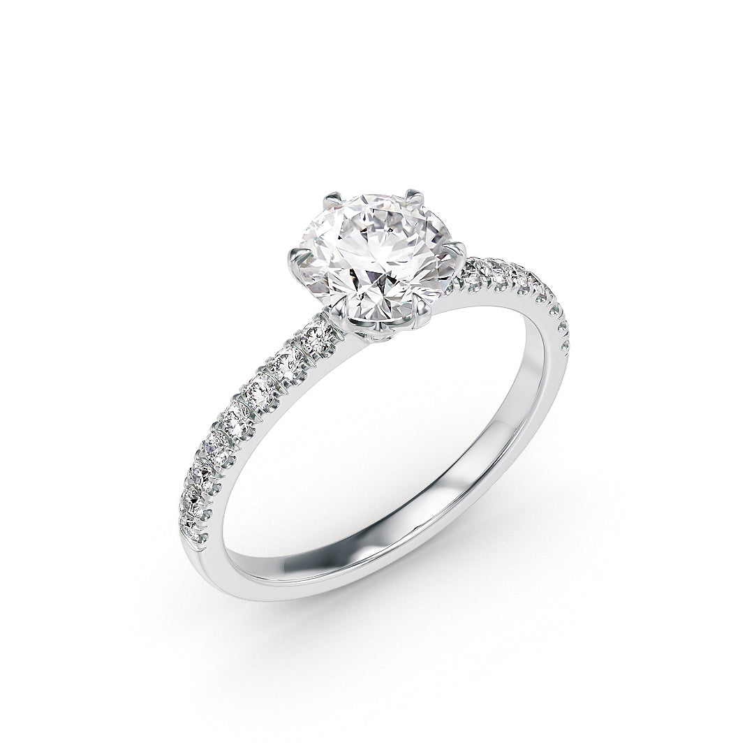 Stellini-Ch Positano Verlobungsring aus Weißgold mit Labordiamant 0,50 Karat und IGI-Zertifikat, eleganter Ring mit zentralem Diamanten.