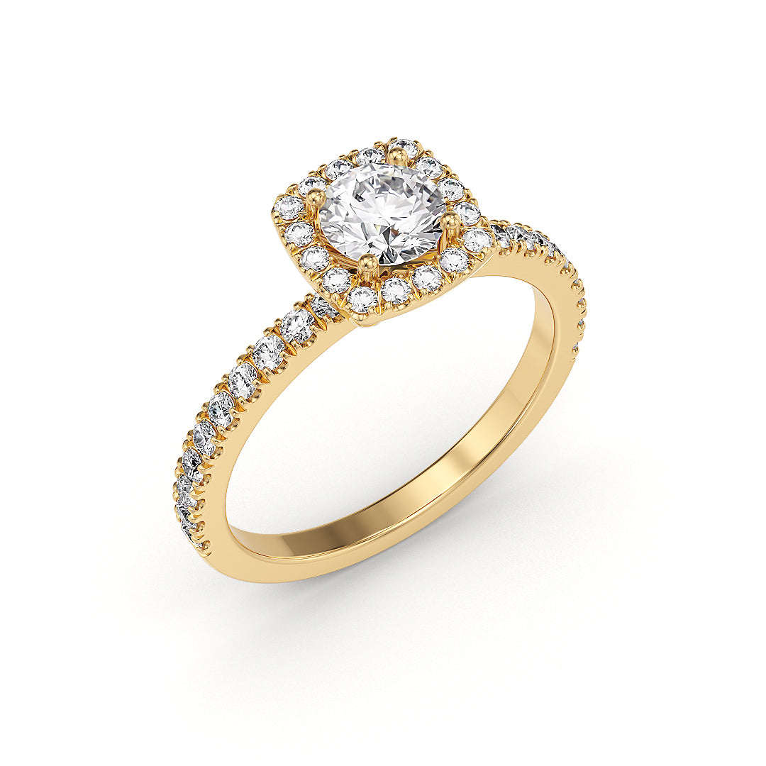 Stellini-Ch Isabella Verlobungsring aus Gelbgold mit Labordiamant, 0,85 Karat, mit IGI-Zertifikat, elegante Schmuckkreation