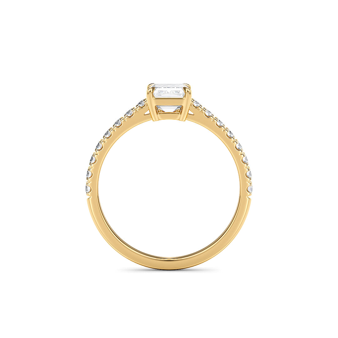 Stellini-Ch Athena Verlobungsring in Gelbgold mit Labordiamant 1,00 Karat, IGI-Zertifikat, elegantes Design, zentraler Stein.