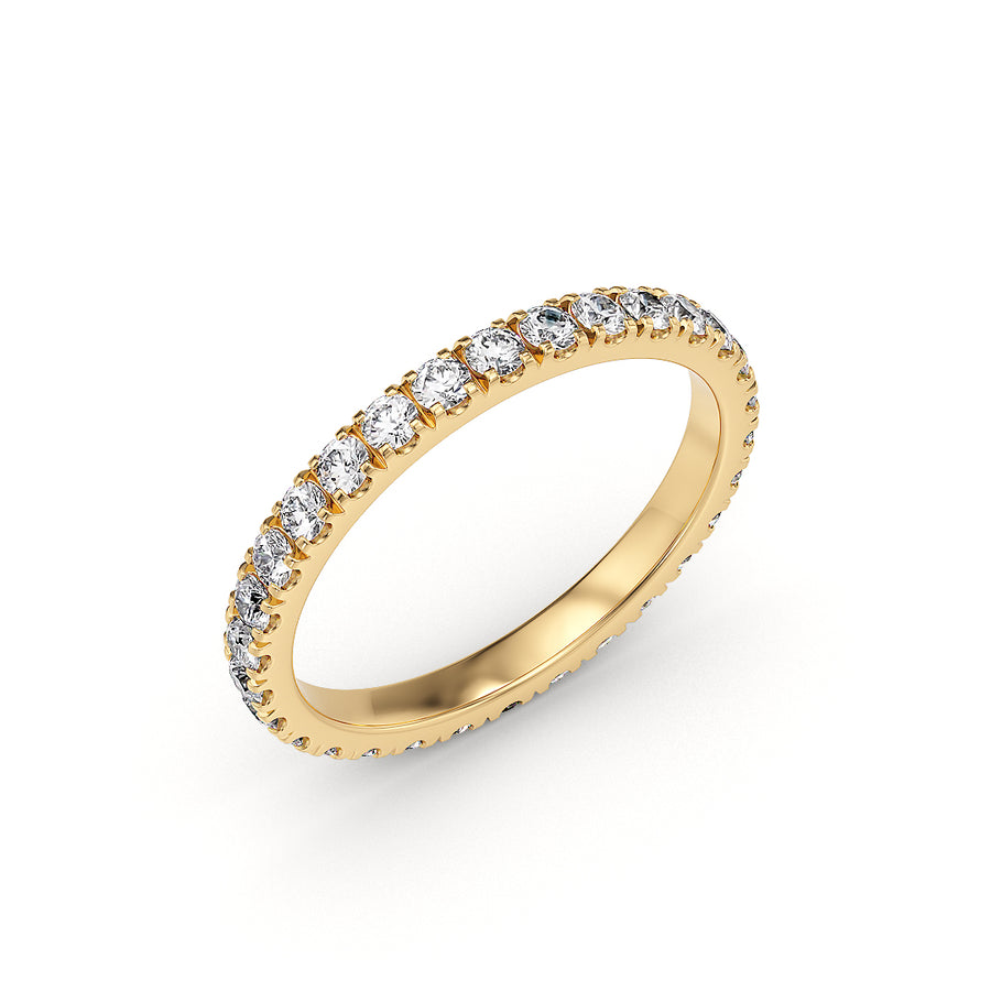 Stellini Diamonds yellow gold eternity ring, 2.10mm band, featuring a continuous row of sparkling gemstones.
