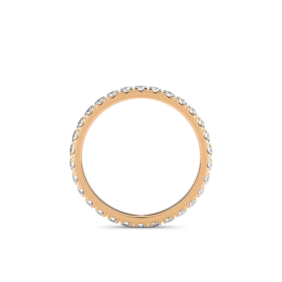 Eternity Ring aus Roségold mit 2,10 mm breiten Diamanten von Stellini Diamonds, mit IGI-Zertifikat, detailreiche Optik.