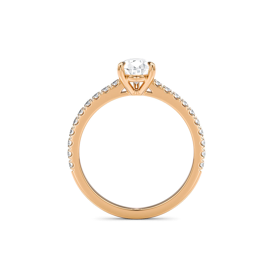 Stellini Diamonds Estelle Verlobungsring aus Roségold mit 1-Karat-Labordiamant und IGI-Zertifikat, elegante Schmuckdetailaufnahme