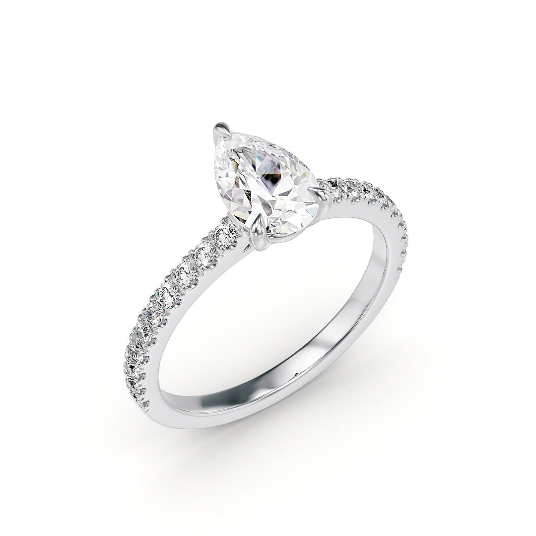 Estelle Verlobungsring aus Weißgold mit 1-Karat-Labordiamant und IGI-Zertifikat von Stellini Diamonds, eleganter Schmuck.