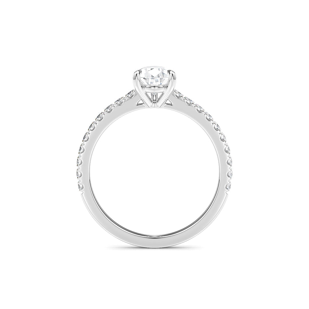 Estelle Verlobungsring aus Weißgold mit 1-Karat-Labordiamant und IGI-Zertifikat von Stellini Diamonds.