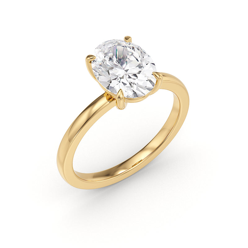 Sofia Verlobungsring aus Gelbgold von Stellini Diamonds mit 1-Karat-Labordiamant in niedriger Fassung, mit IGI-Zertifikat sichtbar