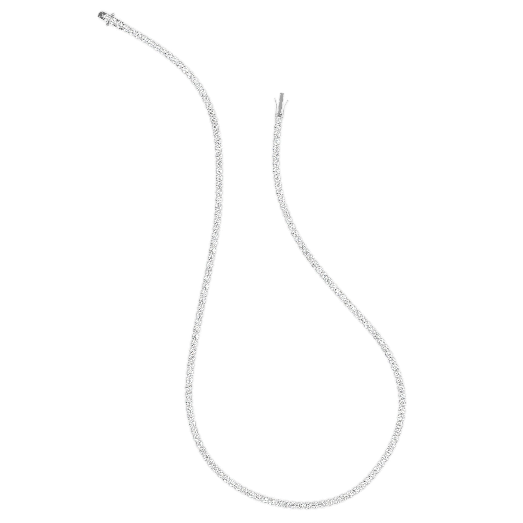 Stellini Diamonds Tennis Halskette aus 14K Weißgold, 2,5 mm breit, 40 cm lang, elegante Schmuckkette für Damen