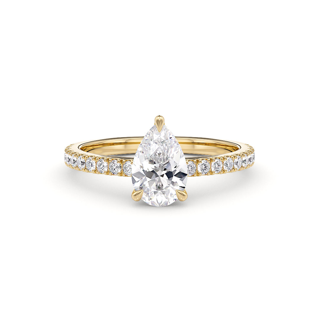 Estelle Verlobungsring aus 18 Karat Gelbgold mit 1 Karat Labordiamant von Stellini Diamonds, IGI-Zertifikat sichtbar