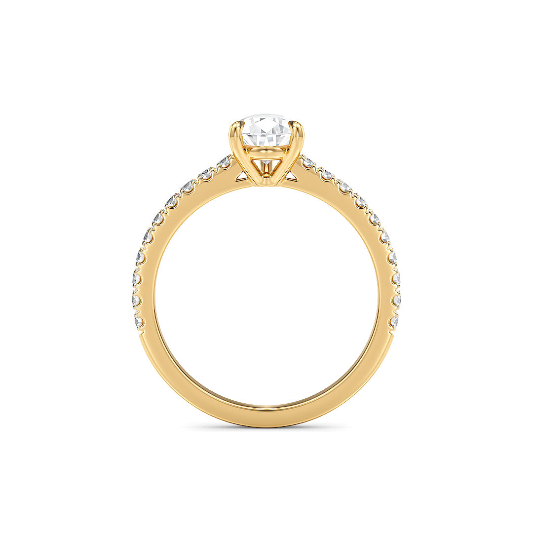 Estelle Verlobungsring aus Gelbgold mit 1,00 Karat Labordiamant von Stellini Diamonds, IGI-zertifiziert, eleganter Ring.