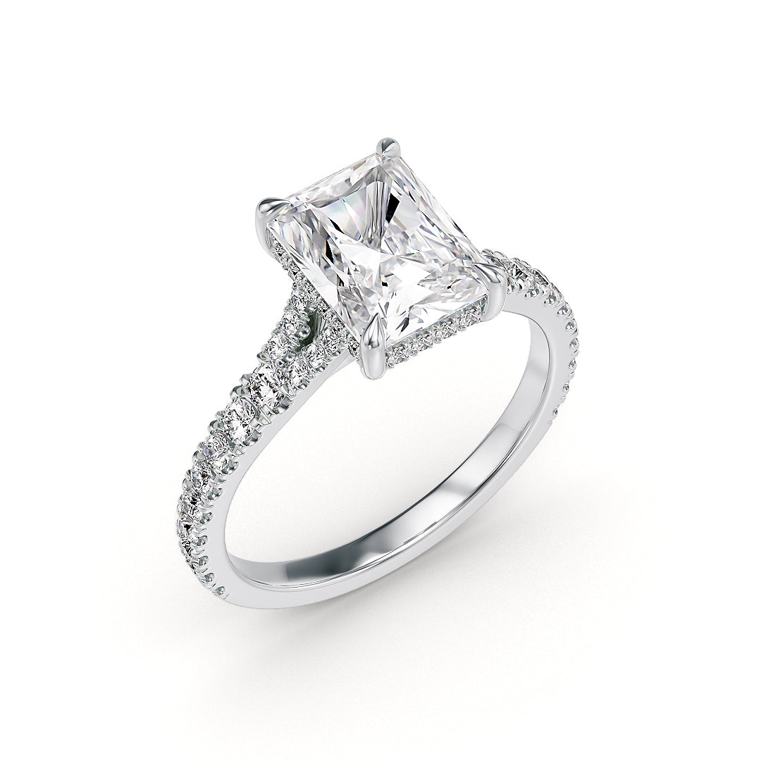 Eleonore Verlobungsring aus 18K Weißgold mit 2,55 Karat Labordiamanten von Stellini Diamonds, IGI-Zertifikat sichtbar