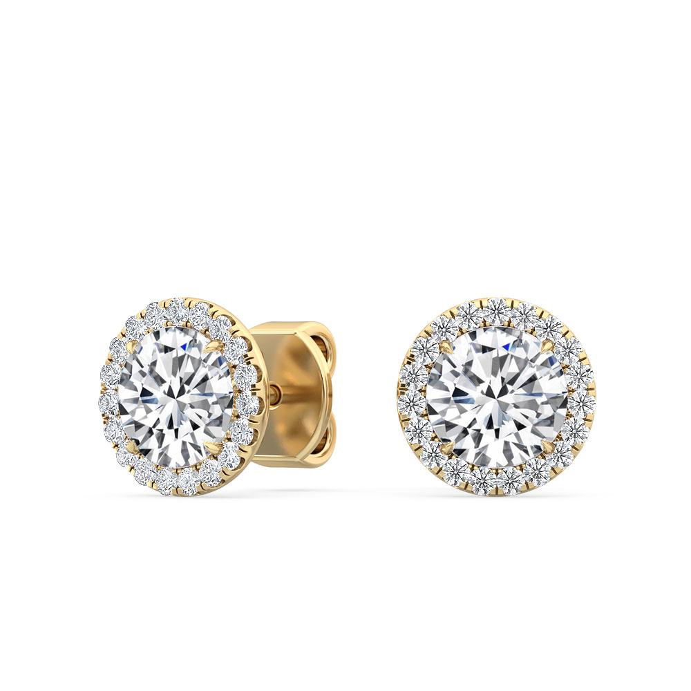 Runde Halo-Ohrringe aus 18k Weißgold von Stellini Diamonds, elegante Damenschmuck mit funkelnden Steinen