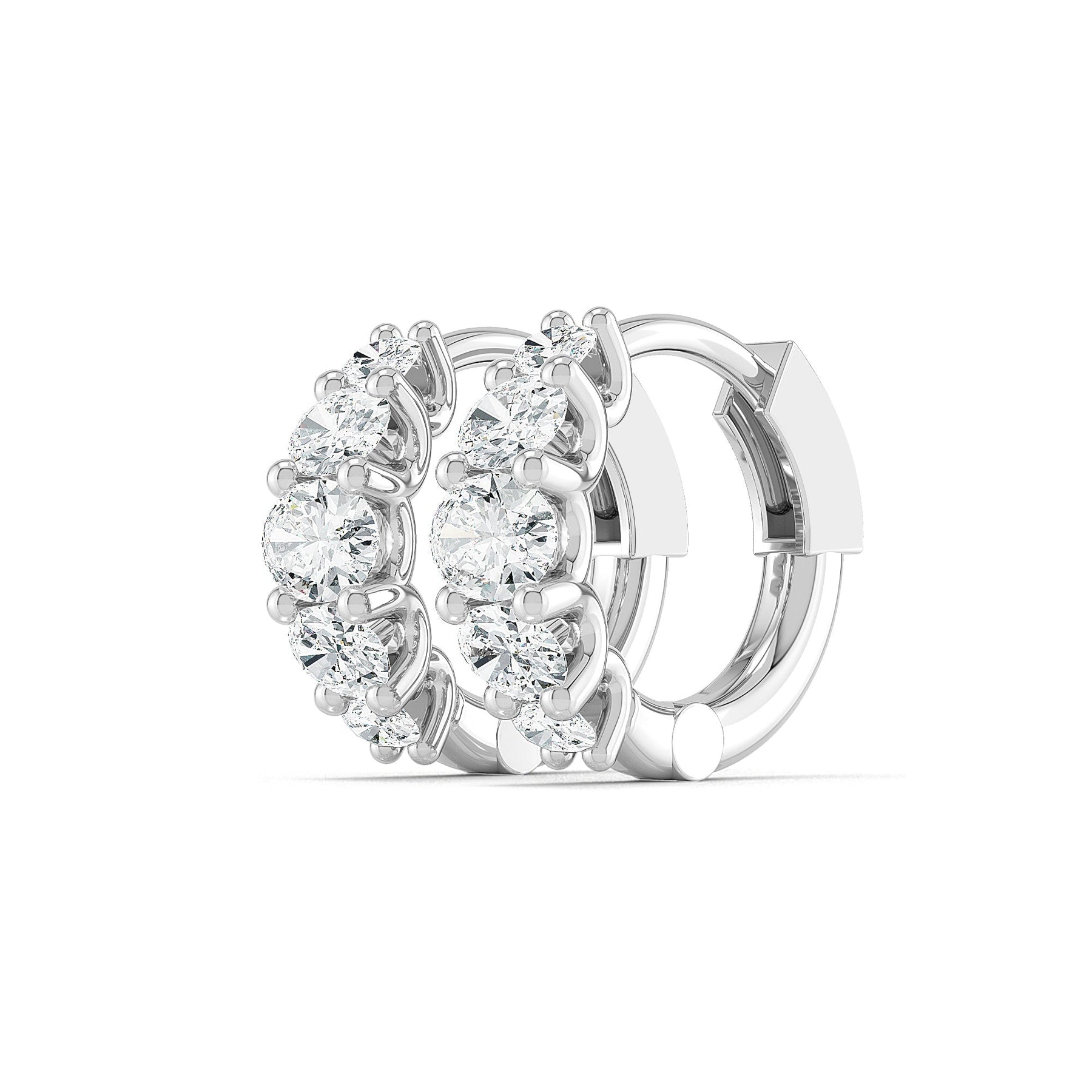 Oval diamant-Ohrringe in Weißgold von Stellini Diamonds, elegante kreisförmige Huggie-Ohrringe mit Diamantenbesatz