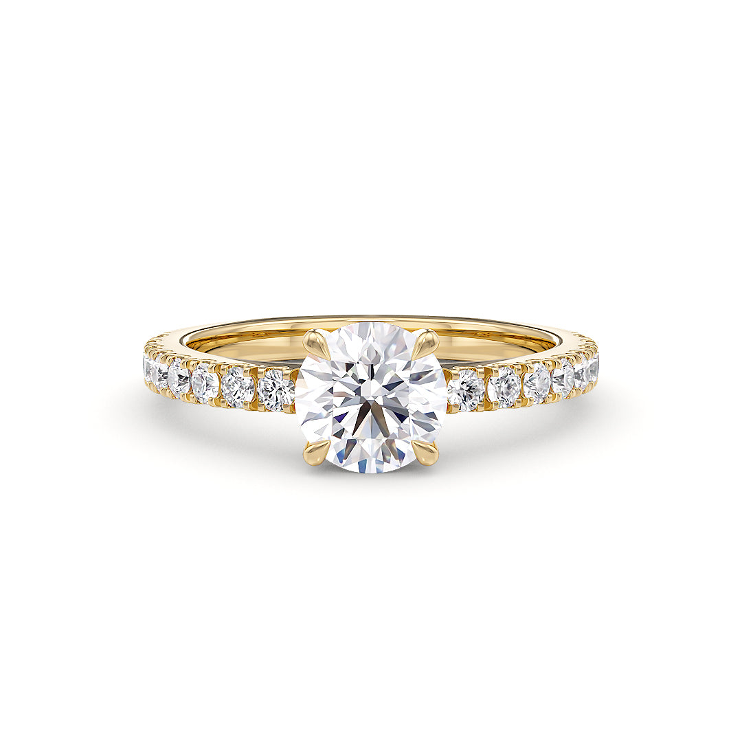 Florence Verlobungsring aus Gelbgold mit 1,00 Karat Labordiamant von Stellini Diamonds, IGI-zertifiziert, elegant und funkelnd
