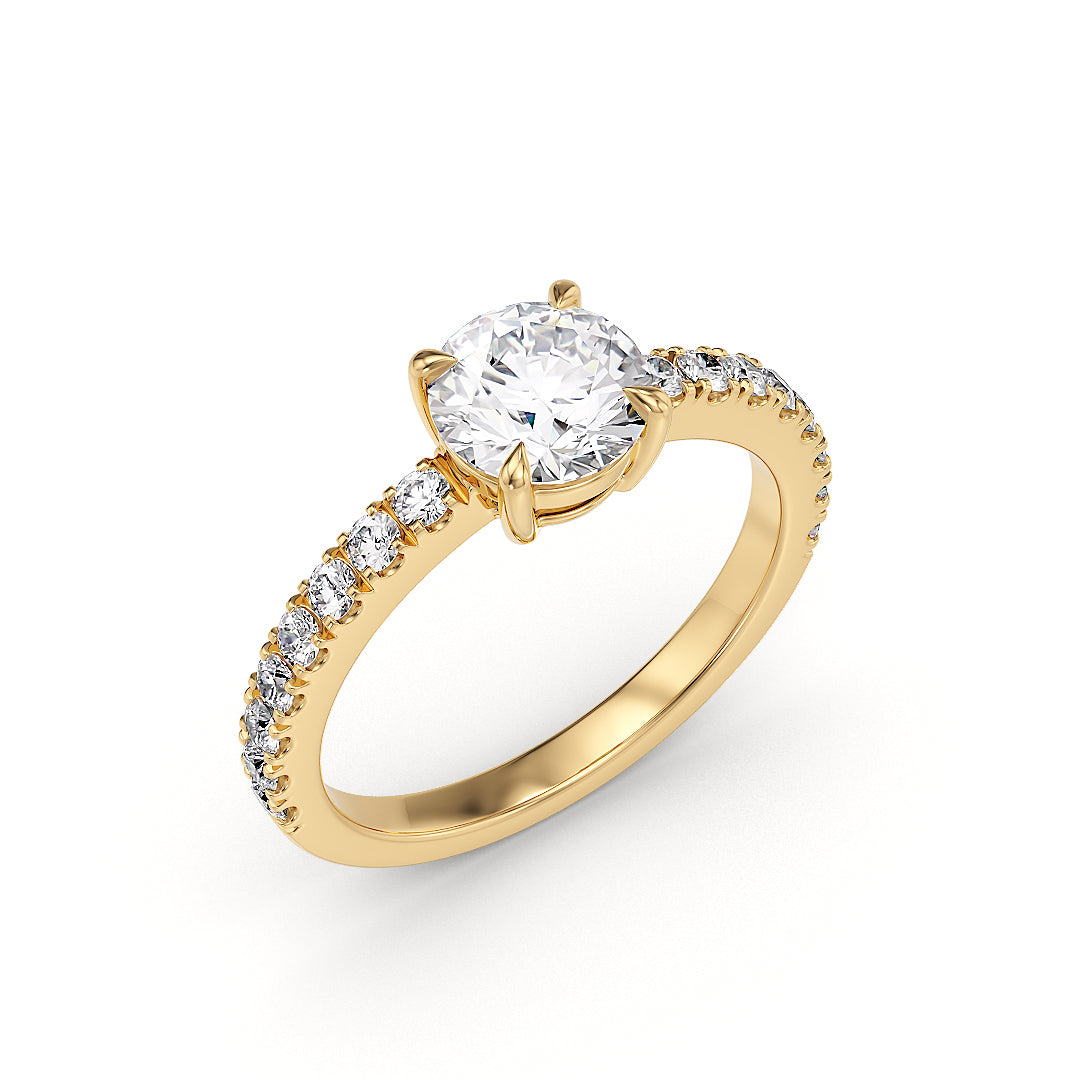 Florence Verlobungsring aus Gelbgold von Stellini Diamonds mit Labordiamant 1,00 Karat und IGI-Zertifikat, elegante Schmuckkreation